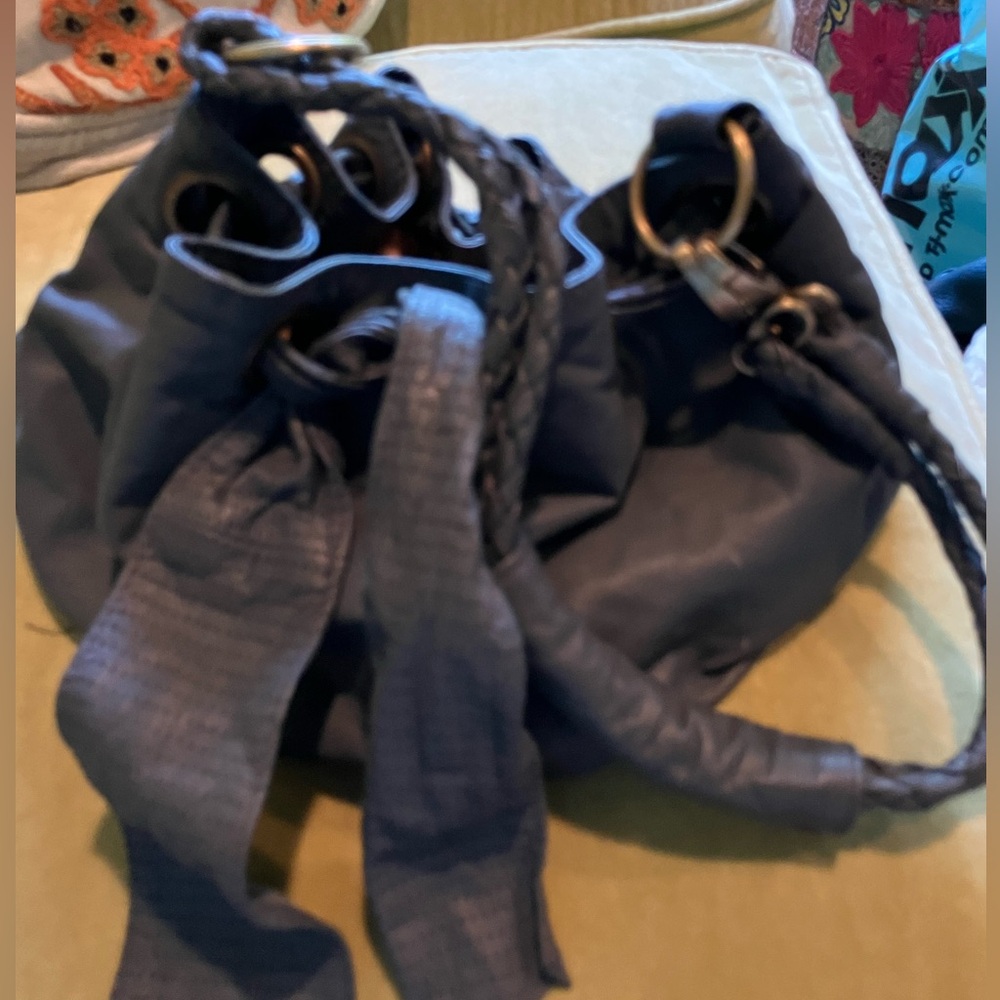 Stylish  Grey Bucket Bag with Braided Handles